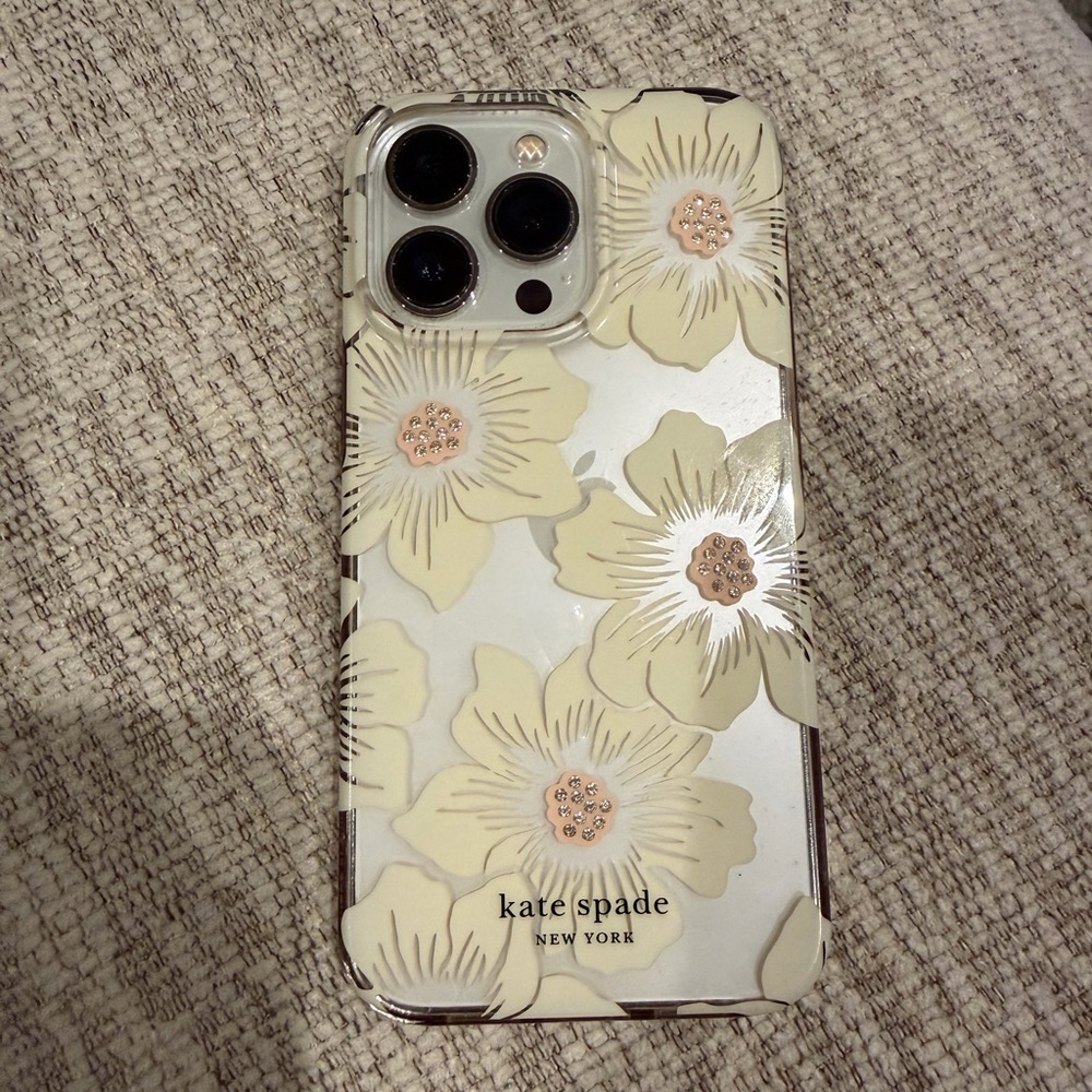 Kate Spade Cream and Gold Floral Phone Case